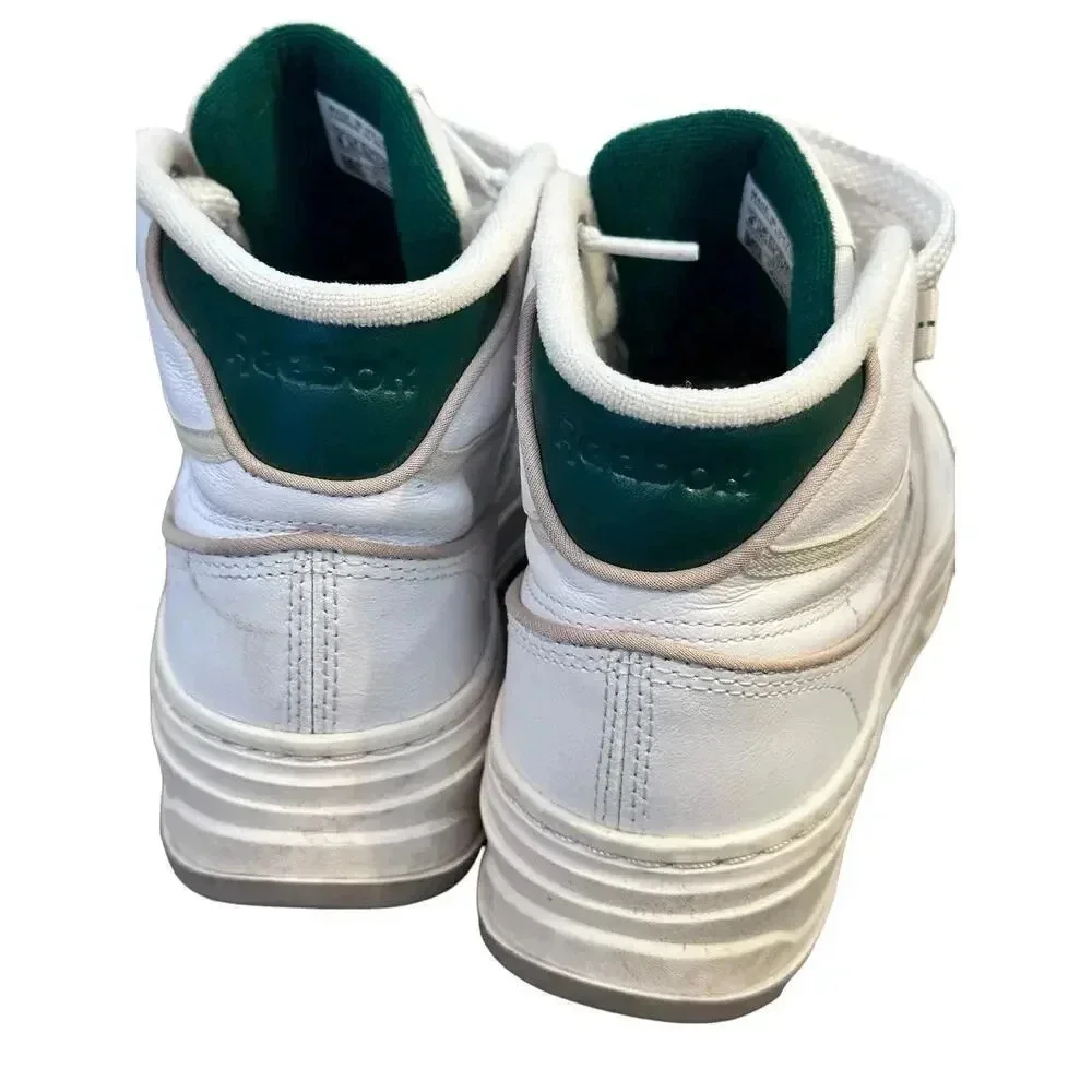 Reebok Classic White Lace Up Mid Top Athletic Sneaker Shoes Size 8